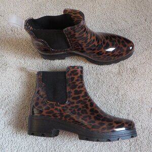 NEW London Fog Womens Ankle Booties Size 10 Brown/Black Rubber Leopard Chelsea
